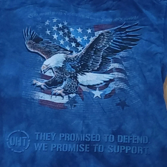 The Mountain 2016 Blue‎ Tie Dye Patriotic Bald Eagle OHT T-Shirt size XL - Picture 8 of 8
